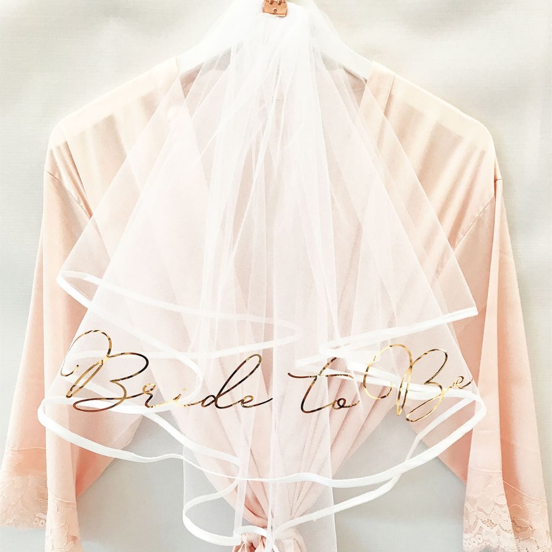 Bachelorette Party Veil, White Veil With Gold 'bride To Be' Lettering