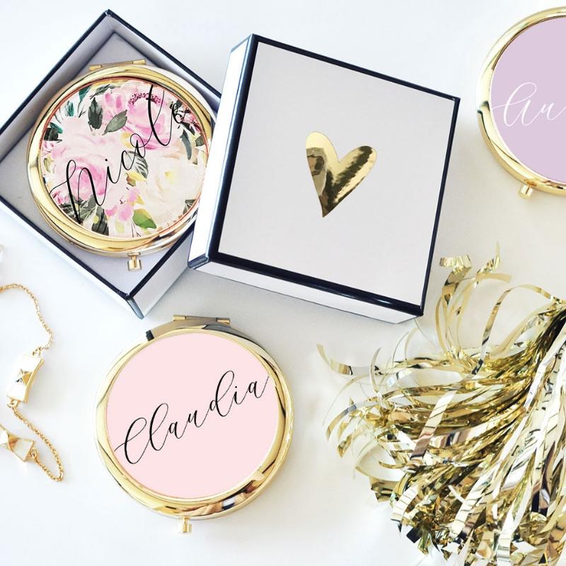 Personalized Compact Mirror with Gift Box - Lucky Maiden