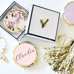 Personalized Compact Mirror with Gift Box - Lucky Maiden