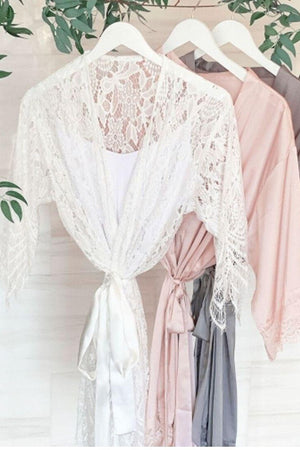 Bridal Robe with Lace - Lucky Maiden - Lucky Maiden